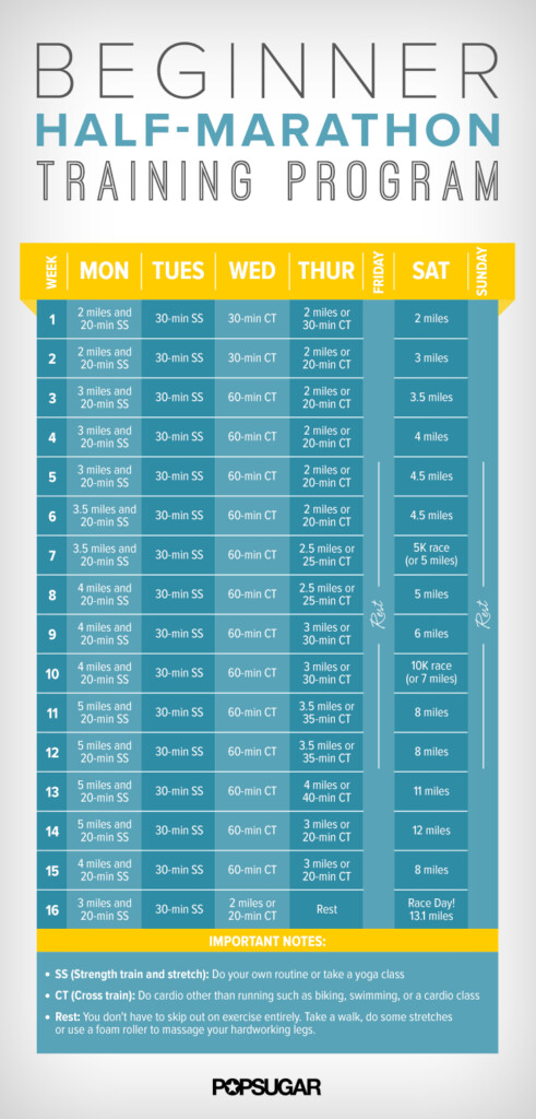 Half Marathon Training Schedule For Beginners POPSUGAR Fitness