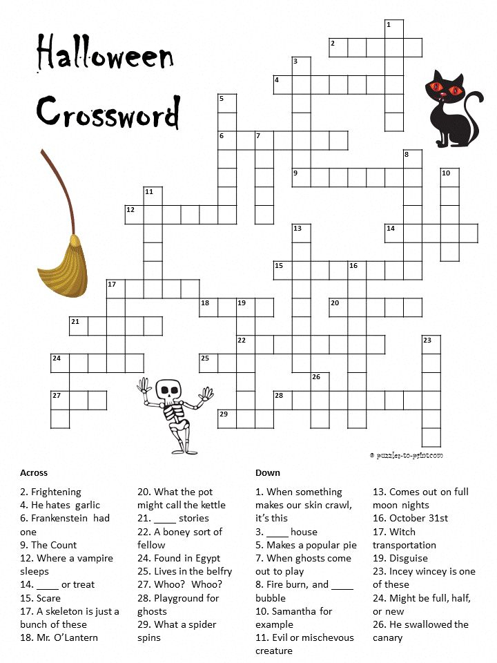 Halloween Crossword A Spooky But Nice Free Printable Can You Figure 