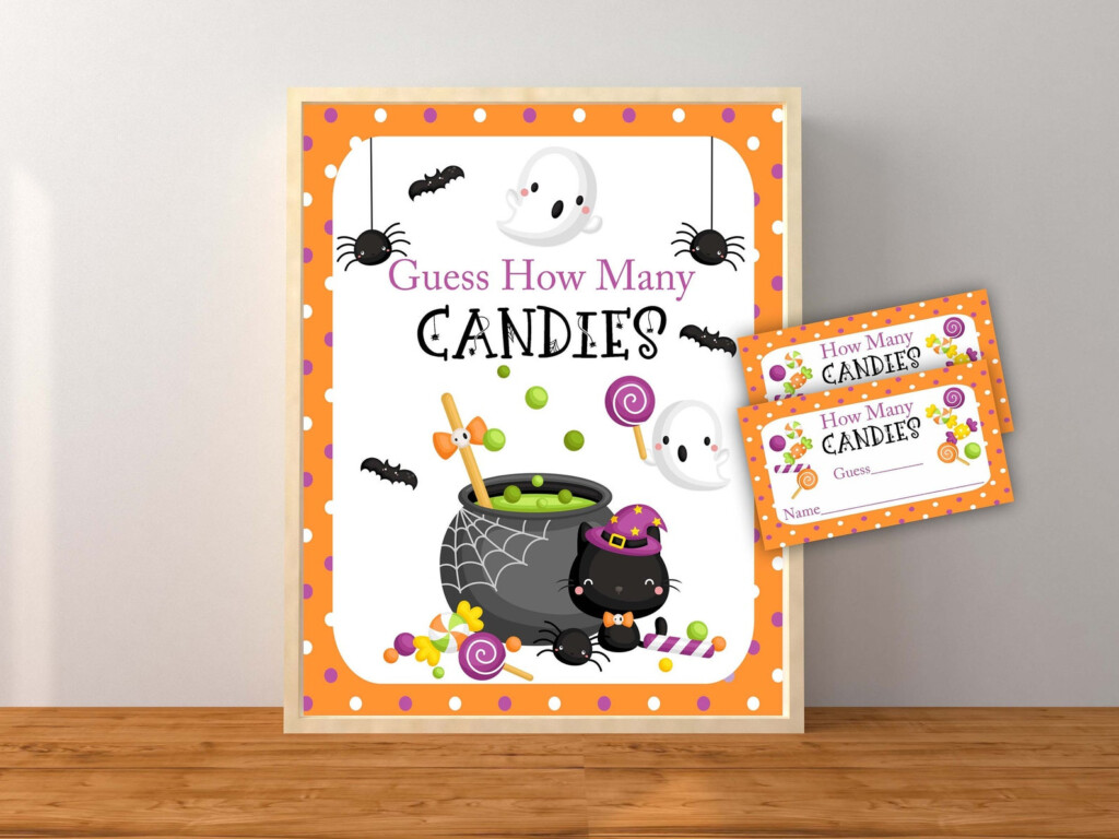 Halloween Guess How Many Candies Halloween Printable Guess Etsy