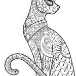Halloween Intricate Cat Coloring Page Printable