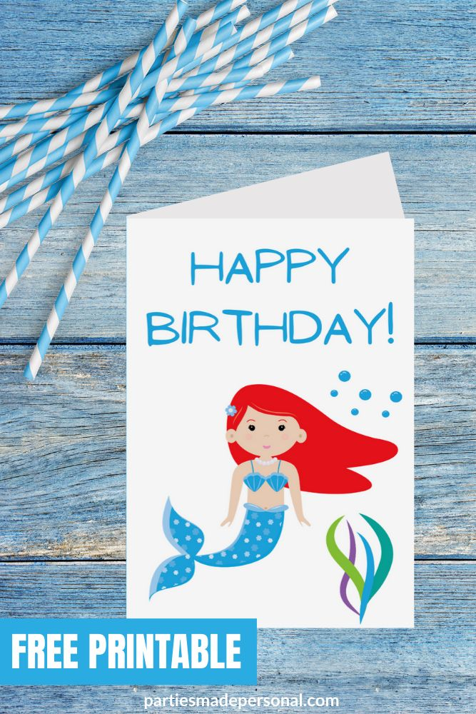 Happy Birthday Mermaid Cards Parties Made Personal Birthday Card 