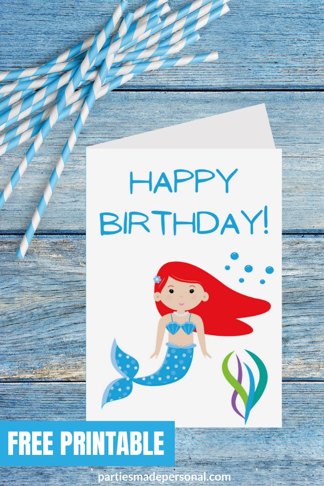 Happy Birthday Mermaid Cards Parties Made Personal Birthday Card