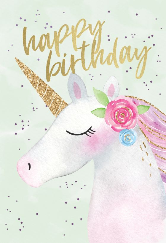 Happy Unicorn Birthday Card Greetings Island Happy Birthday Cards 