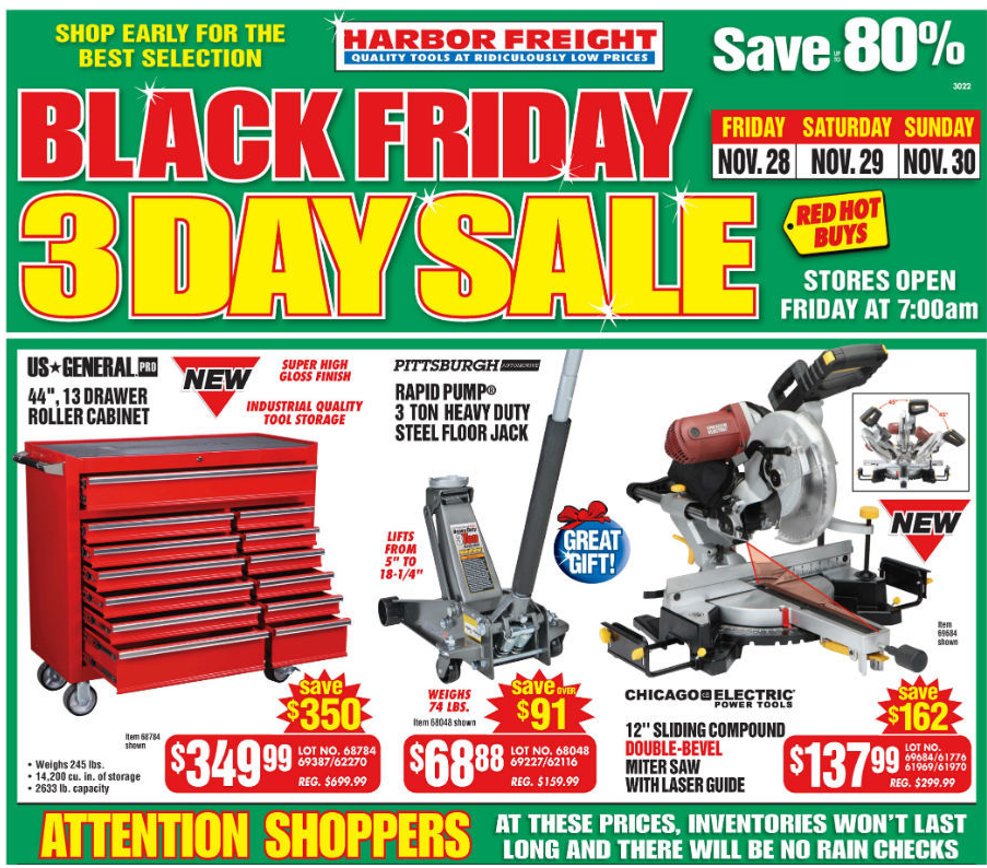 Harbor Freight Black Friday Ad 2014 Print List Of Deals Living Rich 