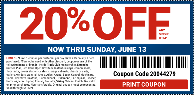 Harbor Freight Tools LIMITED TIME ONLY 20 Off Coupon Milled