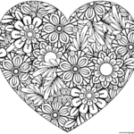 Heart With Floral Pattern Valentines Day Adult Coloring Page Printable