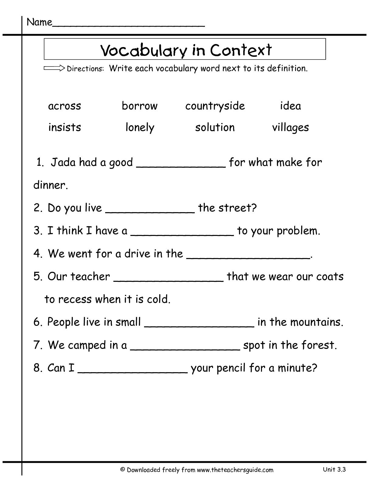 High School Vocabulary Worksheets Multiplication Facts Db excel