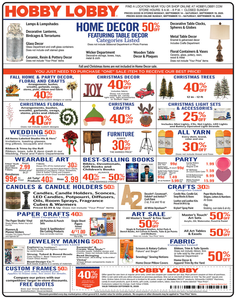 Hobby Lobby Weekly Ad 9 13 Frugally Fantastic