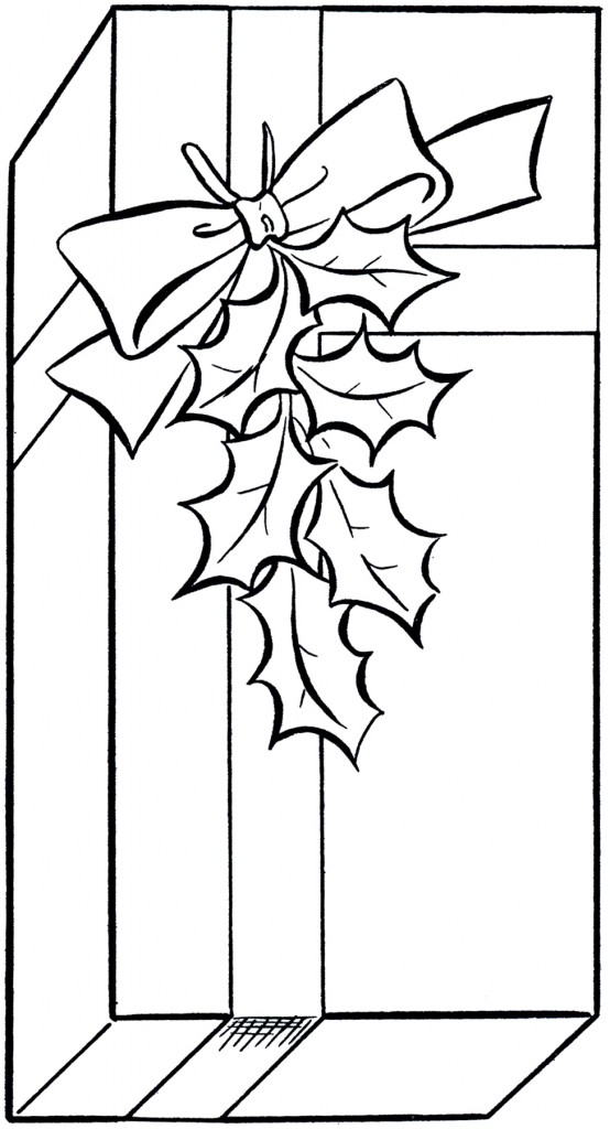 Holiday Gift Clip Art Image Coloring Page The Graphics Fairy