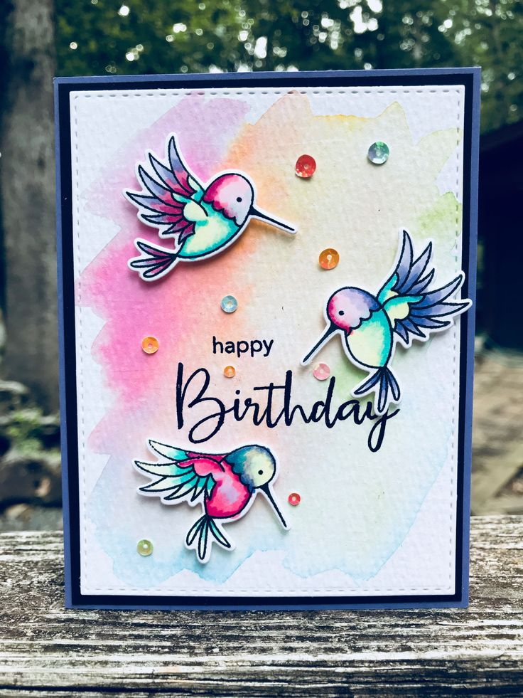 Hummingbird Watercolor Birthday Cards Birthday Cards Diy Cards Handmade