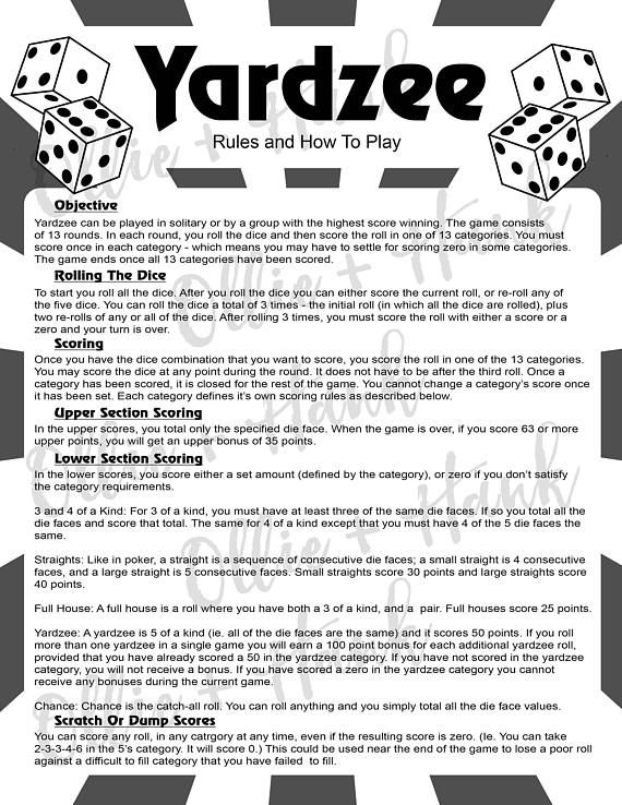 Image Result For Printable Yahtzee Rules Pdf Yahtzee Score Card