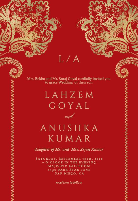 Indian Floral Frame Wedding Invitation Template free Greetings 