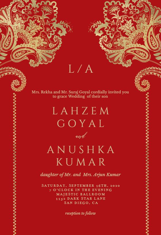 Indian Floral Frame Wedding Invitation Template free Greetings