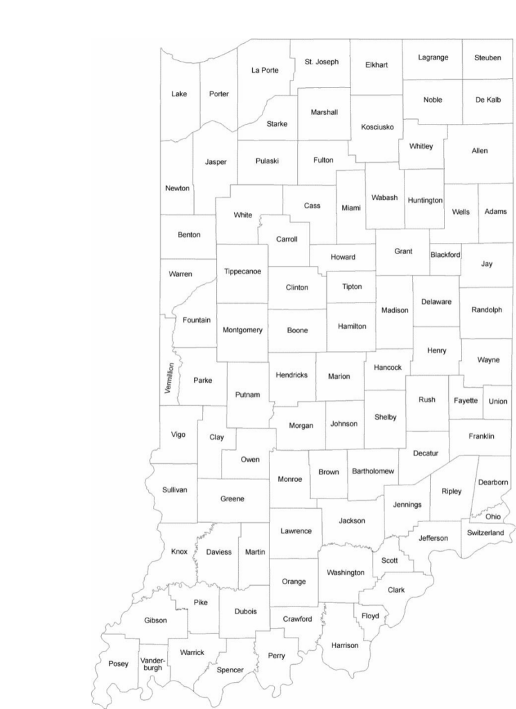 Indiana County Map With County Names Free Download