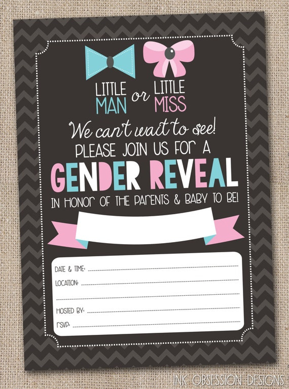 Instant Download Gender Reveal Invitation By InkObsessionDesigns