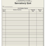 Inventory List Template Free Word Templates