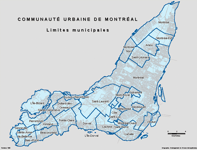 Island Of Montreal Map Of Communities On Montreal Island