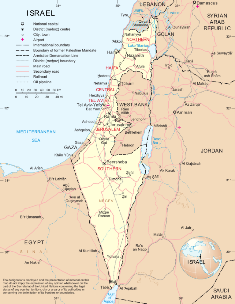 Printable Blank Map Of Israel - FreePrintable.me