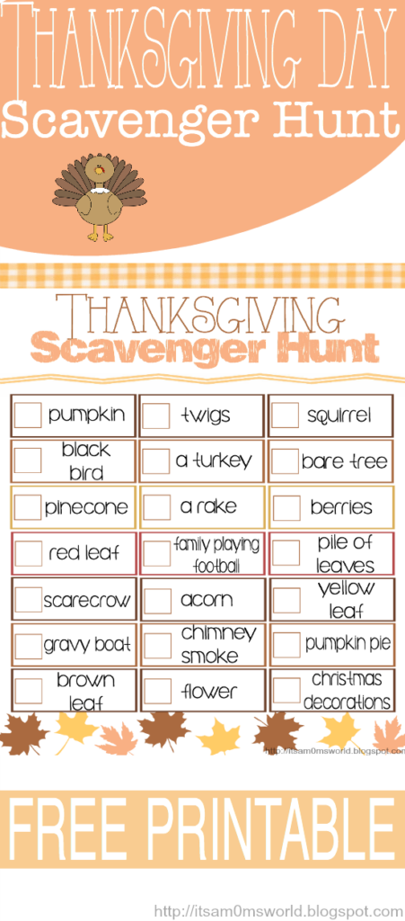 It s A Mom s World Thanksgiving Scavenger Hunt Free Printable