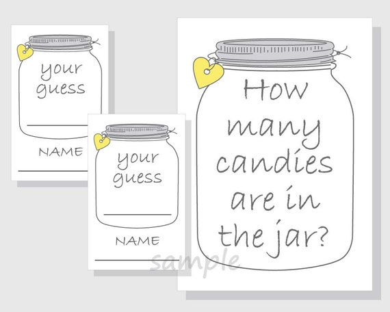 Items Similar To How Many Candies Are In The Jar Printable Game 