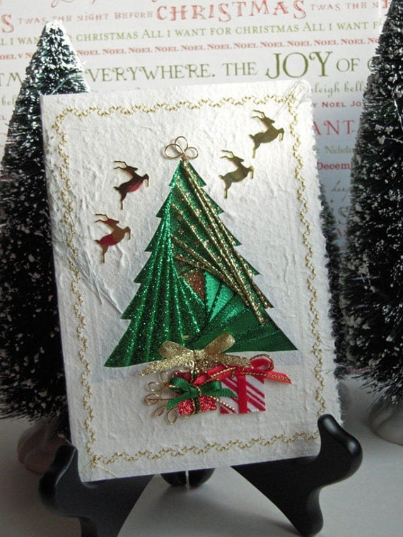 Items Similar To Iris Folding Christmas Tree Card Of Glistening 