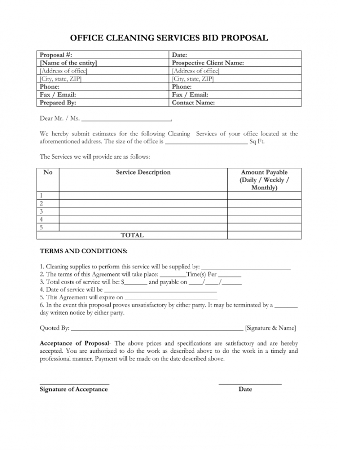 Janitorial Bid Proposal Template