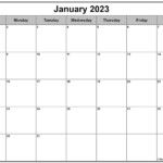 January 2023 Calendar Free Printable Calendar