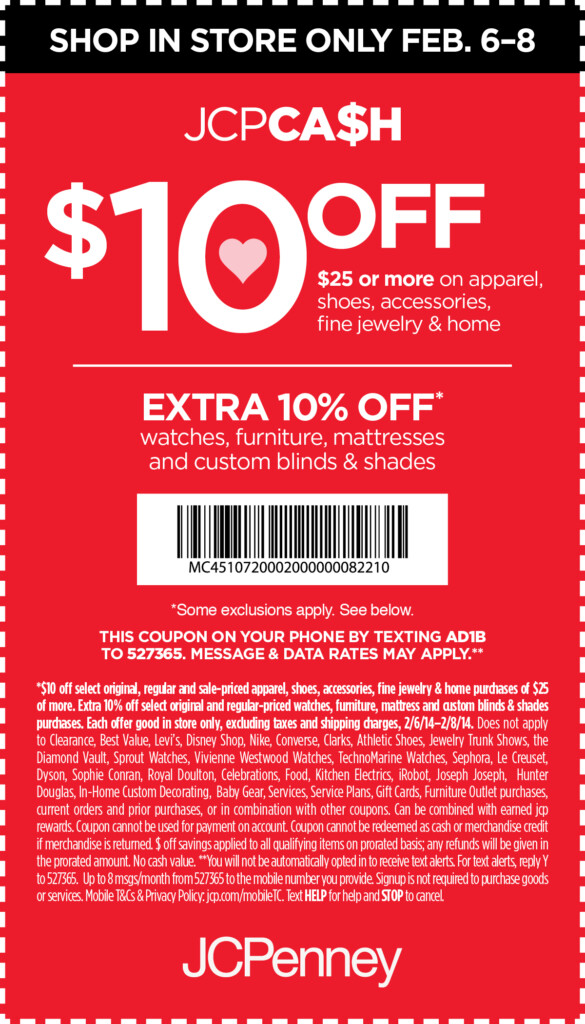 JCPenney Coupons Save 10 Off 25 February 6 8 Only