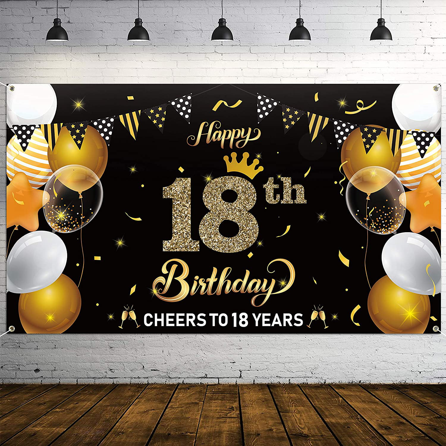 JoyX Happy 18th Birthday Backdrop Banner Cheers To 18 Years Background ...