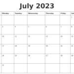 July 2023 Blank Calendar Template