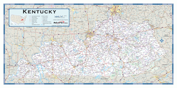 Kentucky County Highway Wall Map By Maps MapSales