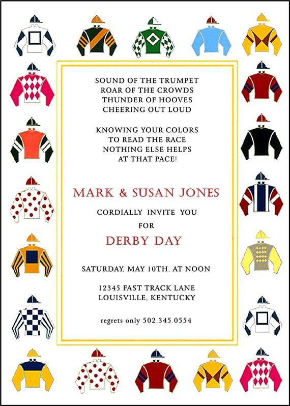 Kentucky Derby Party Invitation Horse Racing Invitation Jockey Silk