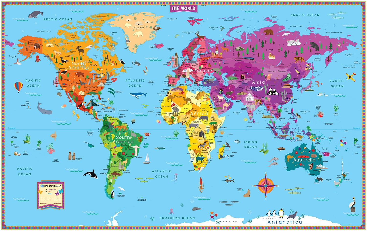 Kid s Illustrated Map Of The World RMc 10 Nebraska Maps More