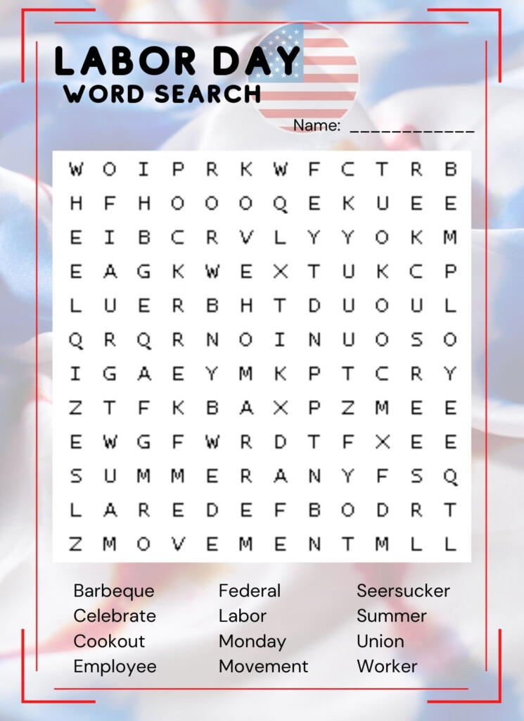 Labor Day Word Search Instant Download Party Word Find Etsy