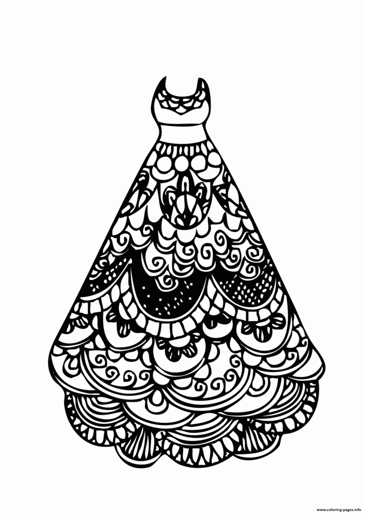 Lace Dress Coloring Page Printable