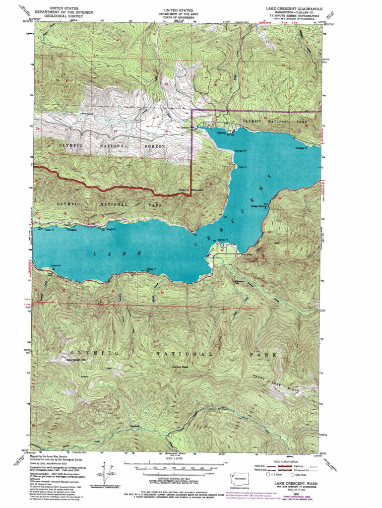 Lake Crescent Topographic Map 1 24 000 Scale Washington