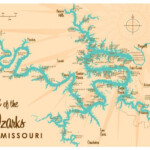 Lake Of The Ozarks MO Map Print Ozarks Map Lake Map Lake