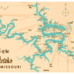 Lake Of The Ozarks MO Map Print With Mile Markers By LakeboundShop