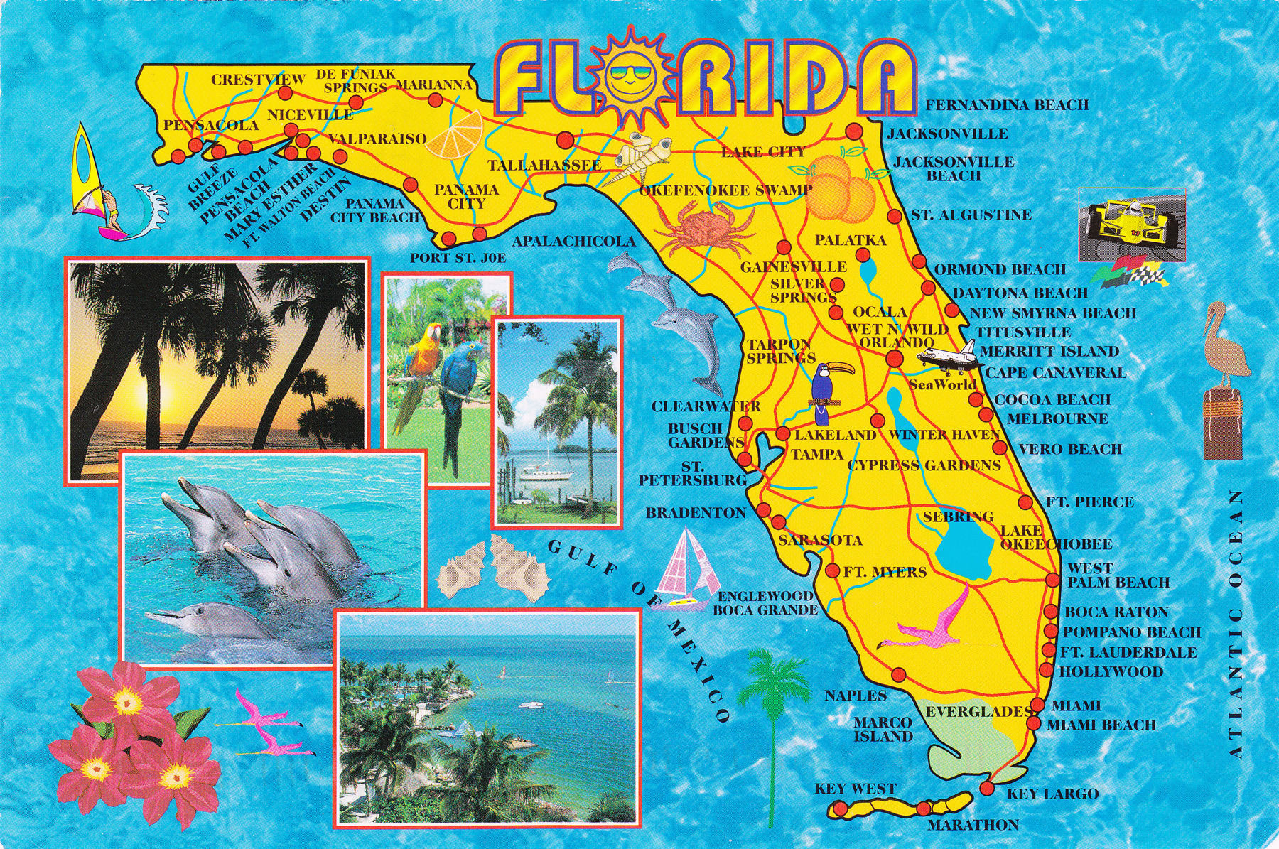 Large Detailed Tourist Map Of Florida State Vidiani Maps Of All