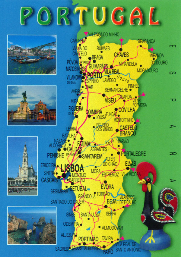 Large Travel Map Of Portugal Portugal Large Travel Map Vidiani 