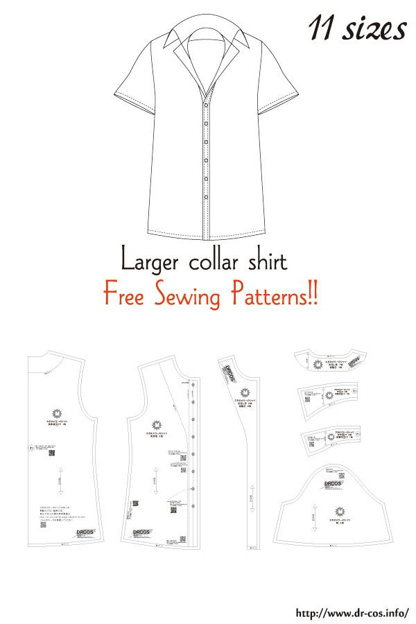 Larger Collar Shirt Free Sewing Patterns Shirt Sewing Pattern Shirt 