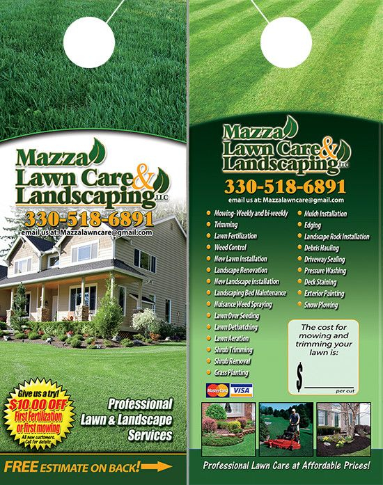 Lawn Care And Landscaping Door Hangers Lawn Mowing Business Lawn 