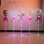 Led Light Balloon Stick Birthday Party Decorations Kids Clear Bobo