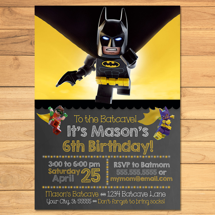 Lego Batman Birthday Invitation Chalkboard By MonksTavern On Zibbet