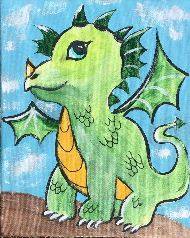 Lesson Download Dragon Painting Includes Detailed Etsy Kids Canvas 