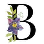 Letter B Floral Alphabet Art Instant Digital Download Etsy Floral