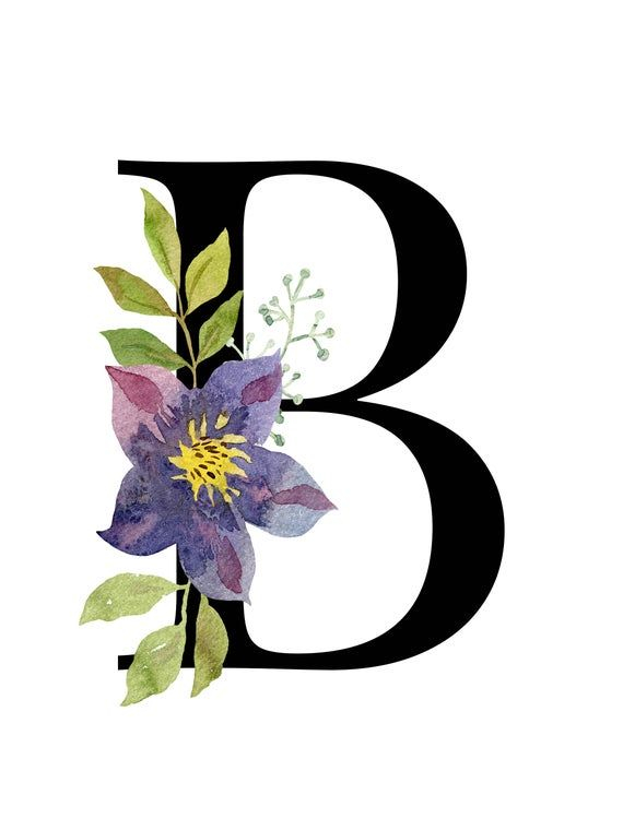 Letter B Floral Alphabet Art Instant Digital Download Etsy Floral