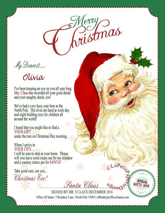 Letter From Santa Editable Template INSTANT DOWNLOAD Etsy Christmas