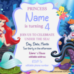 Little Mermaid Baby Shower Invitation Templates Editable Docx FREE