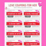 Love Coupons For Her Valentines Day Coupons Printable Love Coupons